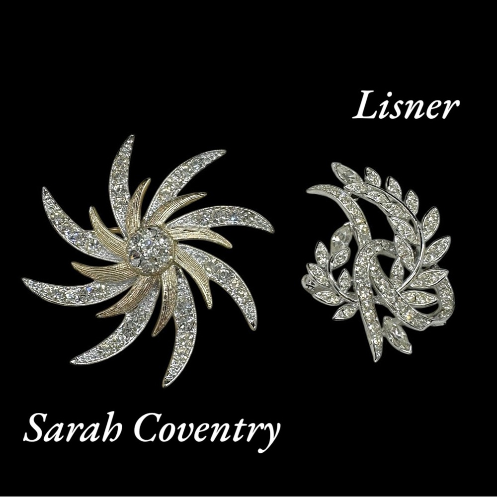 Vintage Sarah Coventry Evening Comet & Lisner Leaf Rhinestone Brooch’s